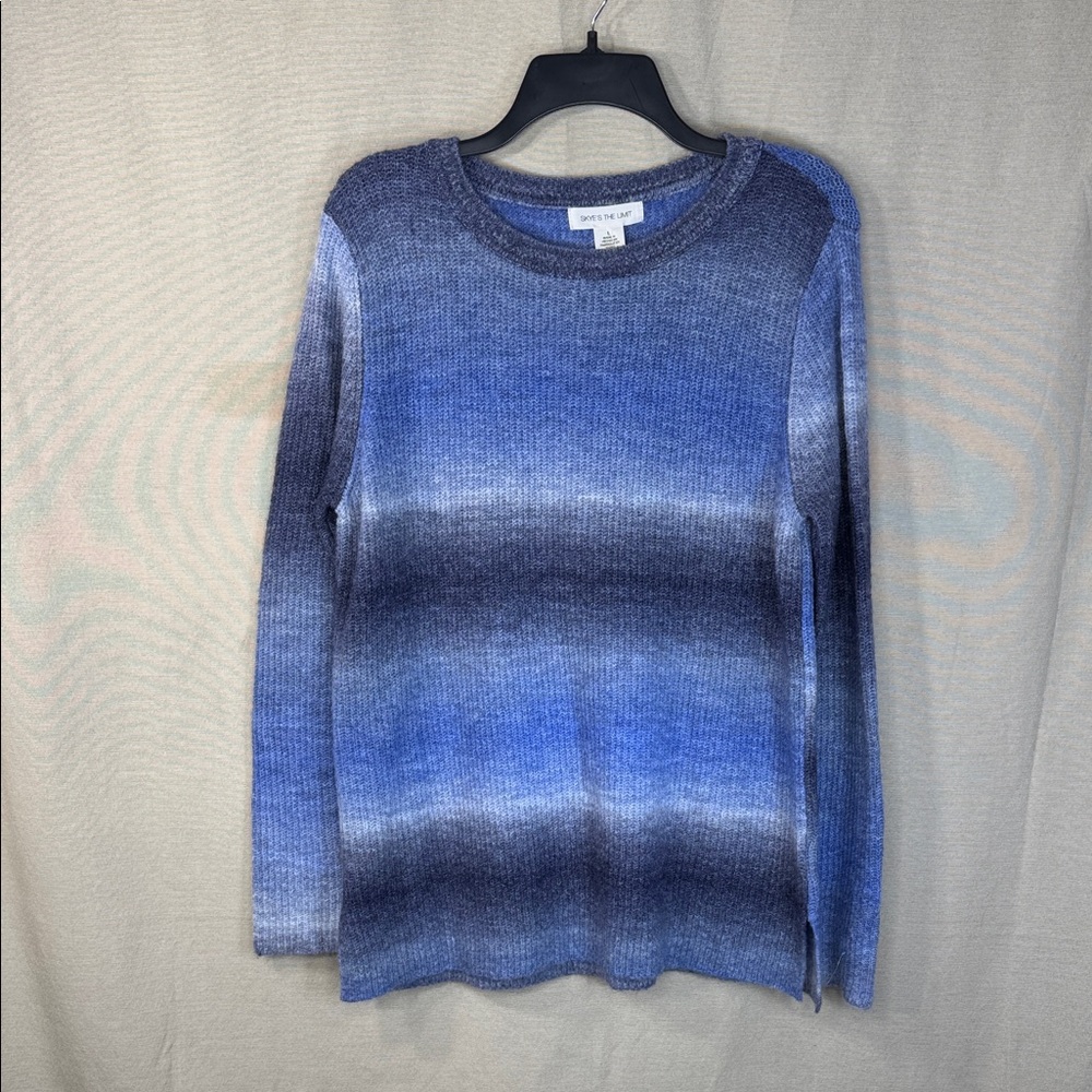 Skye’s The Limit Sweater Blue Gradient Wool-Blend Crewneck in Size L NWT